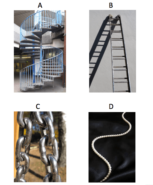 A: A spiral staircase. B: A ladder. C: A chain. D: A pearl necklace.