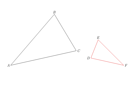 Two similar triangles oriented in opposite directions