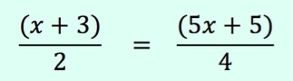 (x + 3)/2 = (5x + 5)/4