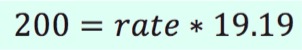200 = rate * 19.19