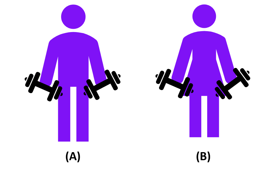 Person A and Person B are at the gym.