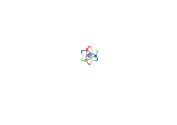 A tiny speck that represents an atom.