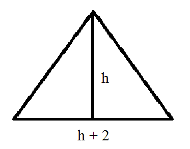 A triangle with base h+2 and height h.