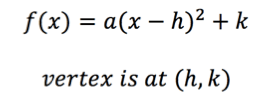 f(x) = a(x-h)^2 + k
Vertex is at (h,k)