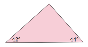 A triangle with angles 42 and 44.