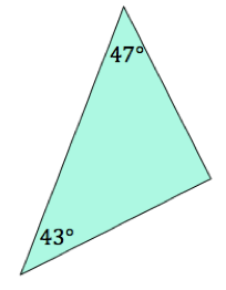 A triangle with angles 47 and 43.