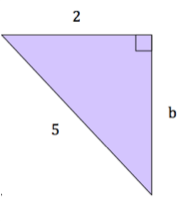 A right triangle with legs 2 and b and hypotenuse 5.