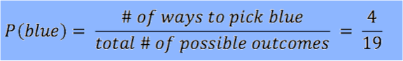 The probability of getting a blue paperclip is equal to the number of blue paperclips divided by the total number of paperclips, 4/19