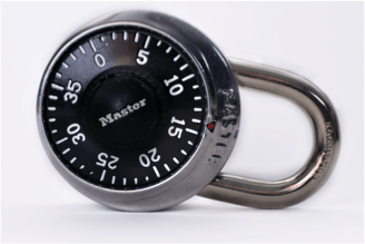 A picture of a combination lock with numbers ranging from 0 to 39