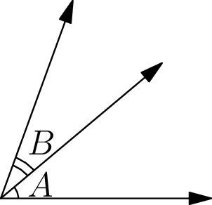 large angle with small angle A and small angle B