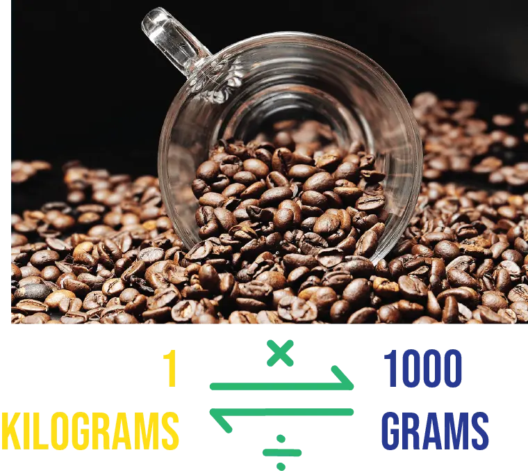 1 kilogram = 1000 grams