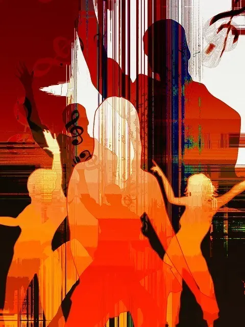 Silhouettes of women dancing