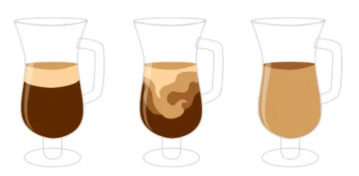 Cream diffuses in coffee.