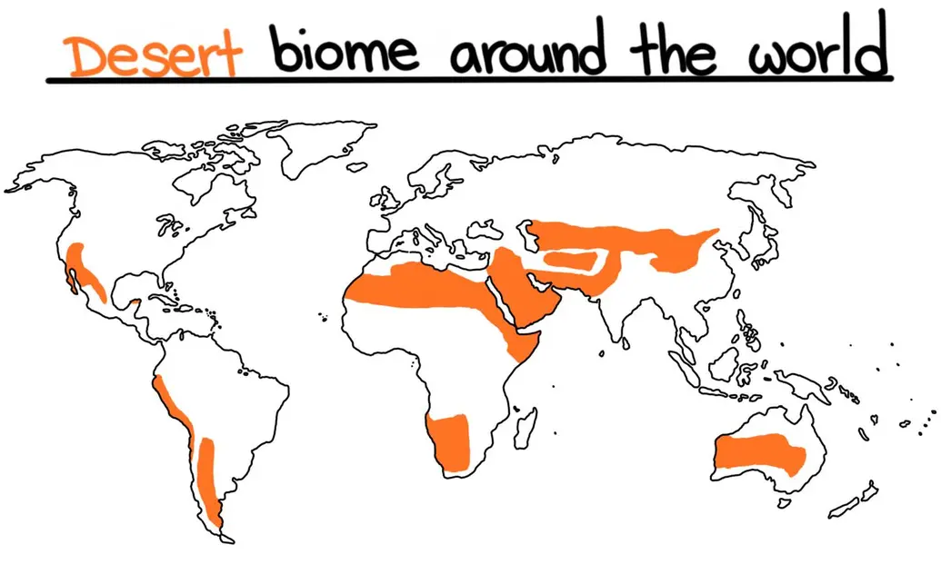 A map of the desert biome around the world.