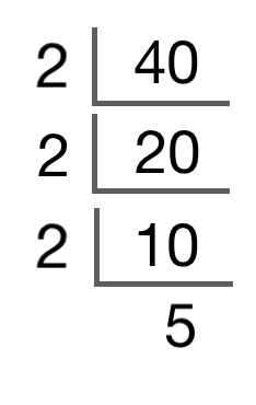 Image of upside down division of 40 / 2 / 2 / 2