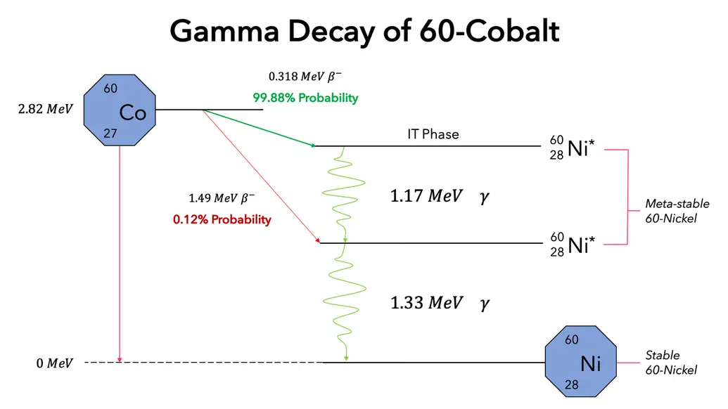beta minus and gamma decay series probability of cobalt 60 to nickel 60