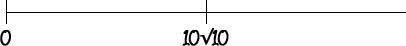 Number line starting at 0, with the single critical point 10 sqrt(10) marked to the right.