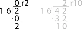 42/16 = 2 r10
2/16 = 0 r2