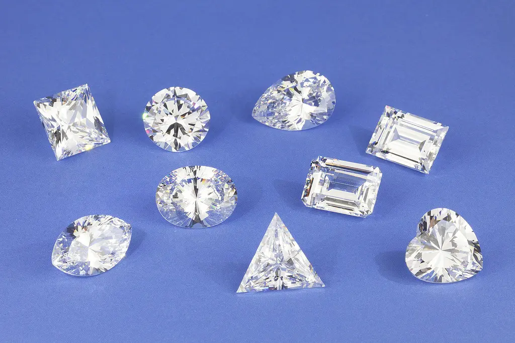 Image description: diamond cut into various shapes and sizes