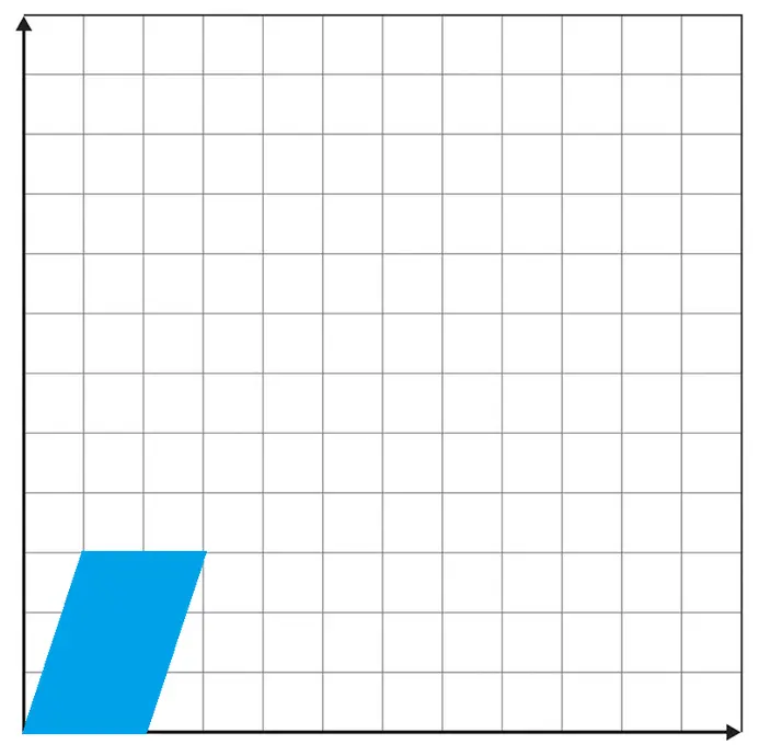A coordinate grid with a 2 by 3 parallelogram.