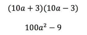 (10a + 3)(10a - 3)

100a^2 - 9