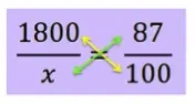 1800 with 100 and x with 87