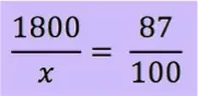 1800/x = 87/100