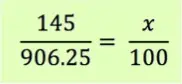 145/906.25 = x/100