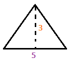 A triangle with base 3 and height 5.