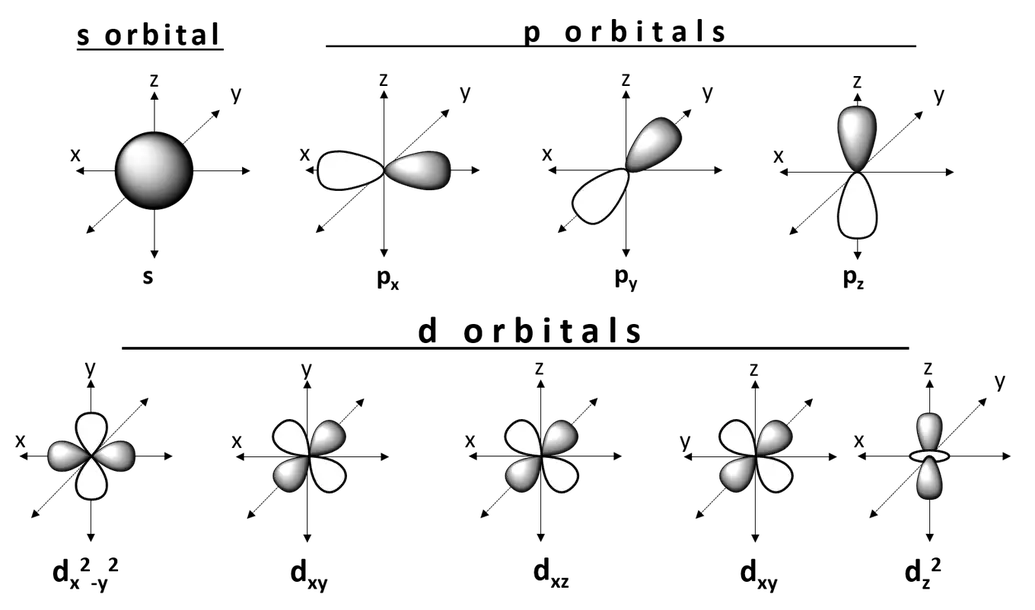 Image description: s, p, and d orbitals. 