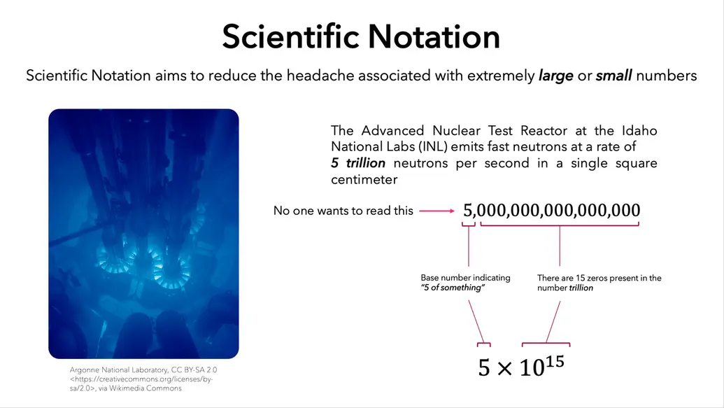 fast neutron flux to explain large numbers using scientific notation