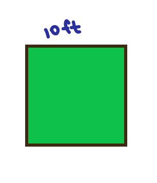 A green square with side 10 ft.
