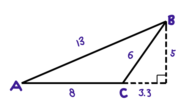 A right triangle with its base and height labeled.