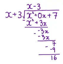$x^2+7\divx+3$ = $x-3$