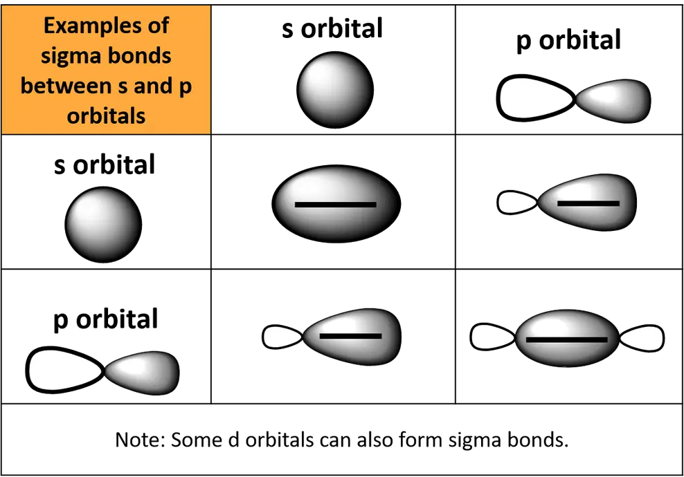 Image description: types of sigma bonds formed between s and p orbitals