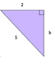 A right triangle with legs 2 and b and hypotenuse 5.