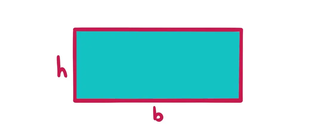 A rectangle with base b and height h.