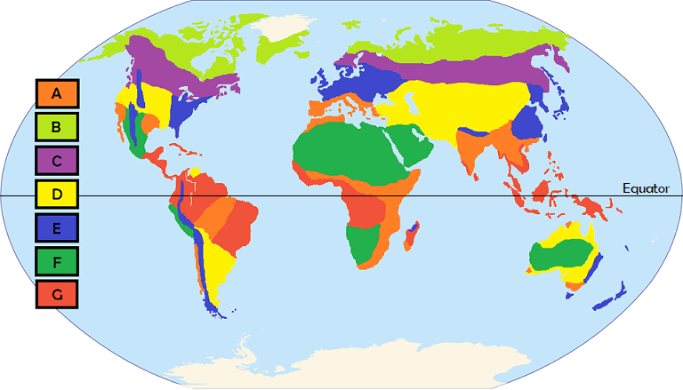This is a map showing the different major biomes around the world.